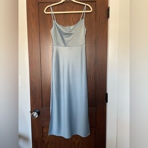 Antho BLHDN Cali Satin Cowl-Neck Dress, Dusty Blue Size 2